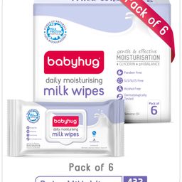 Babyhug 98% Water Daily Moisturising Milk Baby Wet Wipes Pack of 6 - 72 Pieces Each-28