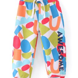 Babyhug Cotton Looper Jogger Fit Full Length Lounge Pant Shapes Print - Multicolor-image-16