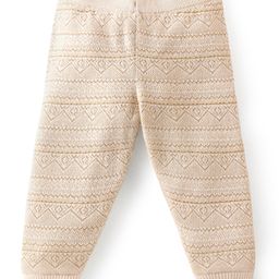 Babyhug Knitted Full Length Printed Fleece & Woollen - Beige-image-48