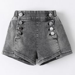 Kookie Kids Denim Washed Button Down Shorts - Black-image-12