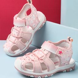 Cute Walk by Babyhug Velcro Closure Sandals with Hearts & Glitter Print - Pink-image-98