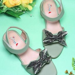Tiny Bugs Bow Embellished Sandals - Green-image-95