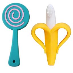 Enorme Silicone Lolipop Shape Multicolor Teething Soft Teether and Banana Shaped Silicone Toothbrush teether for Babies-12