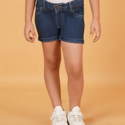 Creative Kids Above Knee Length Hearts Printed Denim Shorts - Navy Blue-picture-8