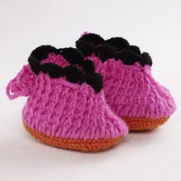MayRa Knits Hand Knitted Colour Block Crochet Booties - Pink-picture-44