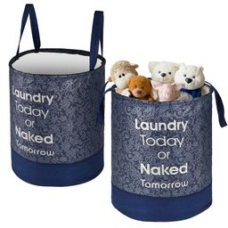 Kuber Industries Pack of 2 Foldable 45L Toys Organizer for Kids Room - Soft Toys Storage Bag/Basket/Container with Handles | Leaf Print -Blue-8