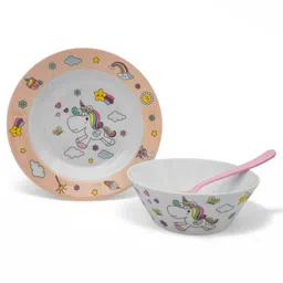 Superware Melamine Kids snack Plate with spoon - unicorn ( Set of 3 )-picture-22
