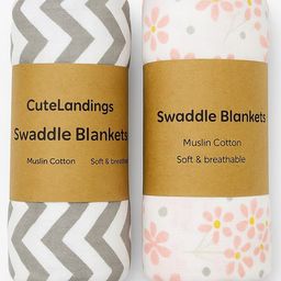 Cute Landings New Born Baby Washable Reusable Muslin Cloth Swaddles Wrapper Pack of 2- Multicolor-image-41