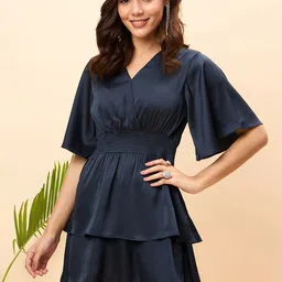 JUNE & HARRY Women Flared Sleeves Fit & Flare Above Knee Dress-image-41