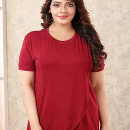 MomsBae Maroon Maternity Cotton Top-picture-22