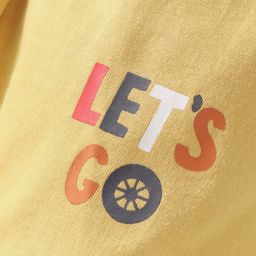 Tango Single Jersey Knit Knee Length Shorts With Lets Go Print - Mustard image 3