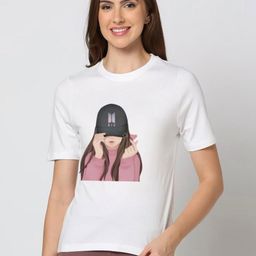 HESHA Women Graphic Printed Round Neck Pure Cotton Relaxed Fit T-shirt-picture-44