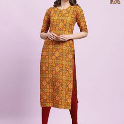 Moda Rapido Women Ethnic Motifs Printed Floral Crepe Kurta-picture-1