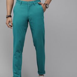Roadster Men Teal Green Regular Fit Solid Chinos-picture-2