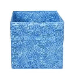 Kuber Industries Set Of 6 Blue Printed Foldable Fabric Storage Cube With Handle image 2