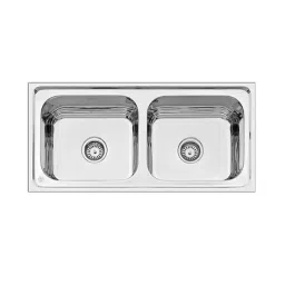 CERA Quatrino 37x18 inch Gloss Finish Stainless Steel 304 Double Bowl Sink, B4513122-image-83