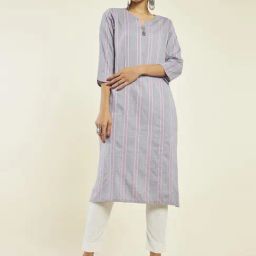 Soch Grey Cotton Woven Pattern Straight Kurta-image-45