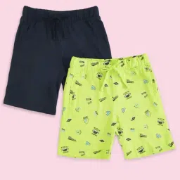 Pantaloons Junior Green & Navy Cotton Printed Shorts-picture-22
