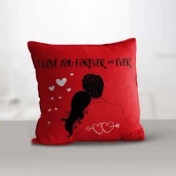 eCraftIndia Red Polyester I Love You Quote Digital Printed Cushion Cover With Cushion Filler-image-98