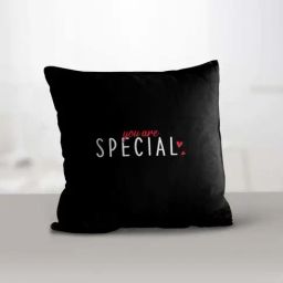 eCraftIndia Black Polyester You Are Special Quote Digital Printed Cushion Cover With Cushion Filler-40