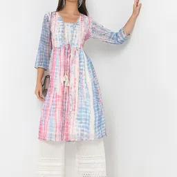Ethnicity Geometric Printed Square Neck Sequinned Anarkali Kurta-5