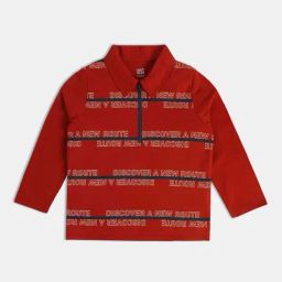 MINIKLUB Boys Rust Printed Full Sleeves Polo-picture-8