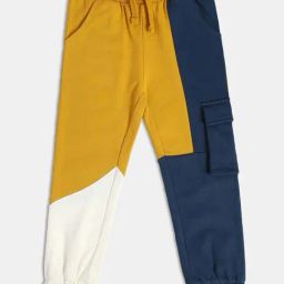 MINIKLUB Boys Yellow & Blue Color Block Full Sleeves Jogger-picture-4