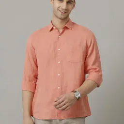 Linen Club Red Linen Regular Fit Shirt-image-53