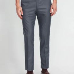 Arrow Grey Regular Fit Self Pattern Trousers-image-60