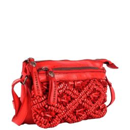 KOMPANERO Macrame Pep Red Textured Medium Sling Handbag image 4