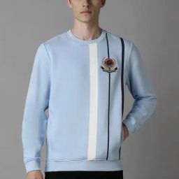 Louis Philippe Blue Regular Fit Striped Sweatshirt-18