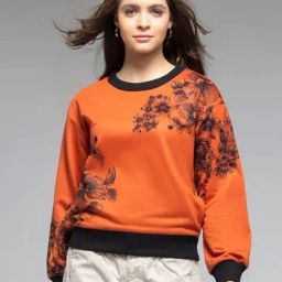 SHAYE Orange Printed Pullover-image-51