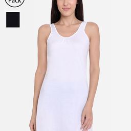 Red Rose Women Pack of 2 White & Black Solid Kurti Slip Camisoles-15