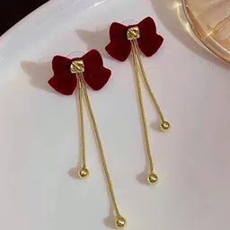Krelin Gold-Plated Bow Shaped Drop Earrings-image-97