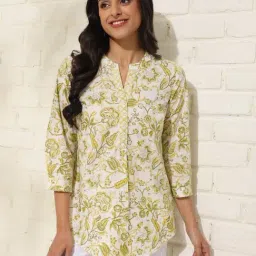 Fabindia Green Cotton Printed Tunic-picture-44