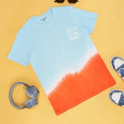 Pantaloons Junior Blue & Orange Cotton Printed T-Shirt-image-49