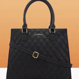 Caprese Black Sheena Quilted Faux Leather Tote-18