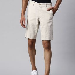 Marks & Spencer Men Off White Linen Shorts-image-47