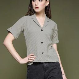 SELVIA Grey Self Design Shirt-image-65