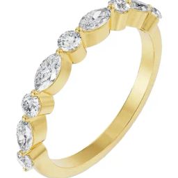 Emori 18k Yellow Gold & Diamond Round and Marquise Band Ring-image-27