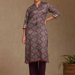 Soch Grey Cotton Regular Fit Geometric Kurtas-46