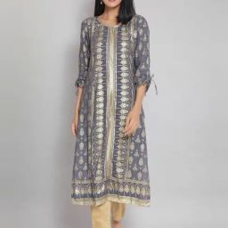 Aurelia Grey Printed Straight Kurta-image-86