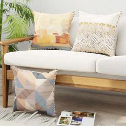 Bianca Suzane Earthy & Beige Micro Fiber Reversible Printed Cushion Covers - Set of 3-image-89