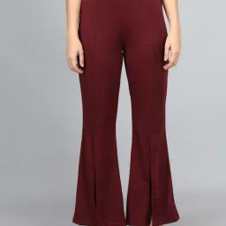 Kotty Maroon Flared Fit Pants-37