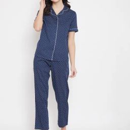 Crimsoune Club Navy Printed Shirt With Pyjamas-image-17