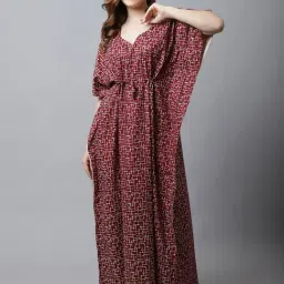 Secret Wish Maroon Printed Kaftan Nighty-picture-21