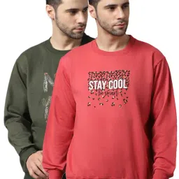 Vimal Jonney Green & Pink Regular Fit Printed Sweatshirts - Pack of 2-18