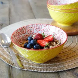 KitchenCraft Yellow Stoneware Fruit Bowl-29