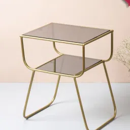 Nestroots Solid Gold Iron 2 Tier Magazine Coffee Table - Set of 2-image-56
