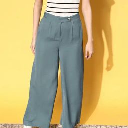 Melon by PlusS Teal Mid Rise Regular Fit Trousers-image-6